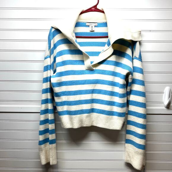 NWT Sincerely Jules Cropped V-neck Striped Sweater w/Sailor Collar Size M - Picture 1 of 10